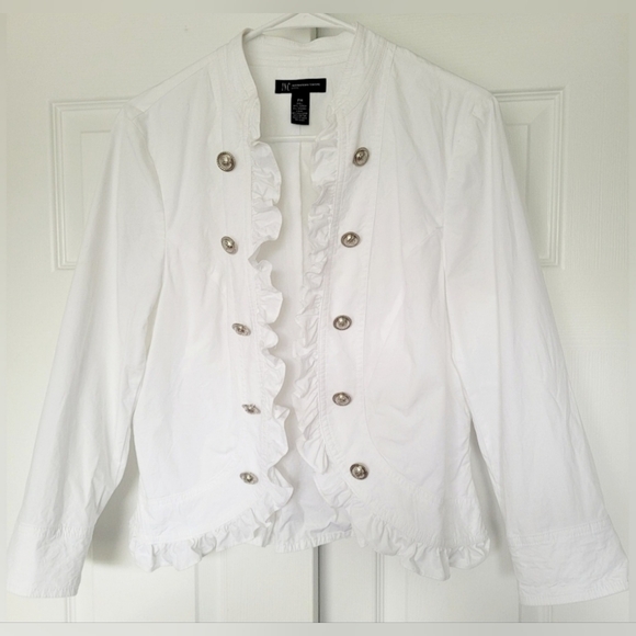 INC International Concepts Women Jacket Open Front Stretch Cotton White Medium P - Picture 11 of 16